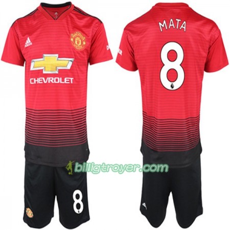 Billige Fotballdrakter Manchester United Juan Mata 8 Barn Hjemmedraktsett 2018/19 Kortermet
